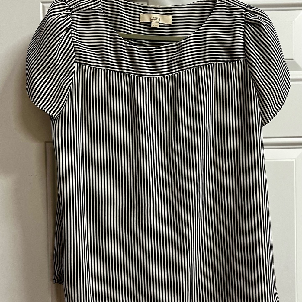 LOFT Black and White Striped Women's Top
